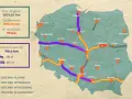 Mapa pokazuje, jakie są autostrady w Polsce: fioletowe to odcinki płatne, pomarańczowe istniejące, czerwone w budowie, a szare planowane.
