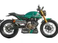 Zielony motocykl Mondial HPS z widocznym silnikiem, który obiecuje dużą moc.