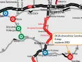 Mapa drogowa z zaznaczonymi miastami: Rzeszów, Krosno, Sanok, Jasło, Pilzno, Tarnów, Brzesko, Nowy Sącz, Przemyśl. Trasa S19 i A4.