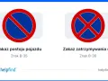 Znak B-35 zakazuje postoju pojazdu, a obok znak B-36 zakazuje zatrzymywania się.