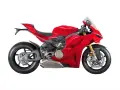 Czerwony motocykl Ducati Panigale V4, gotowy do podboju toru wyścigowego.