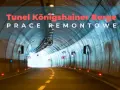 Tunel Königshainer Berge na autostradzie A4 w Niemczech. Trwają prace remontowe, droga jest oświetlona.