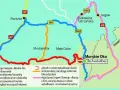 Mapa dróg z Zakopanego do Morskiego Oka. Zakopianka z objazdami i ruchem wahadłowym.