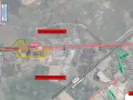 Mapa drogowa z zaznaczoną autostradą A6, węzłami, MOP-ami Kołbaskowo Północ i Południe, linią kolejową oraz drogami lokalnymi w okolicach Kołbaskowa.