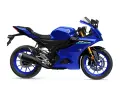 Niebieski Yamaha YZF-R125 gotowy do osiągnięcia swojej prędkości maksymalnej.
