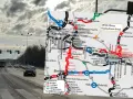 Mapa drogowa z zaznaczoną rozbudową DK94 Olkusz. Widok na ruchliwą trasę z samochodami i sygnalizacją świetlną.