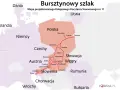 Mapa Kolejowego Korytarza Towarowego nr 11, znanego jako autostrada bursztynowa, łączącego kraje Europy Środkowej od Bałtyku po Adriatyk.