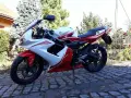 Sportowy motocykl Yamaha TZR 50 w biało-czerwonych barwach, gotowy do jazdy z v-max.