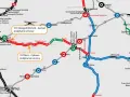 Mapa drogowa z zaznaczoną drogą ekspresową S10, pokazującą jej przebieg między Szczecinem a Bydgoszczą, z zaznaczonymi odcinkami w budowie.