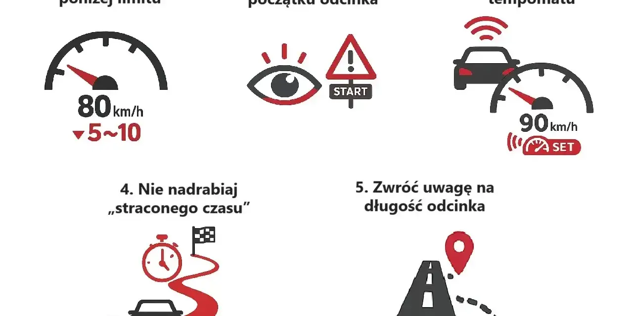 Jak jechać na odcinkowym pomiarze prędkości na A2: ustaw poniżej limitu, obserwuj znaki, używaj tempomatu, nie nadrabiaj czasu, zwracaj uwagę na długość odcinka.