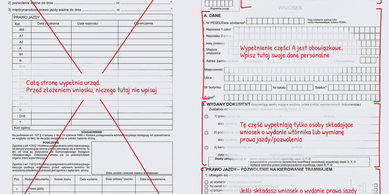 Wniosek o wydanie prawa jazdy. Jak odzyskać bezterminowe prawo jazdy? Wypełnij dane osobowe i zaznacz odpowiednie opcje.