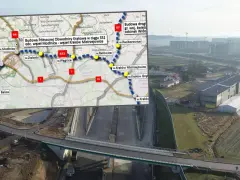 Mapa pokazuje budowę Północnej Obwodnicy Krakowa w ciągu S52, od węzła Modlnica do węzła Kraków Mistrzejowice.