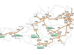 Mapa Austrii z zaznaczonymi autostradami i drogami płatnymi. Planujesz podróż w 2025 roku? Sprawdź, gdzie potrzebne są winiety Austria 2025.