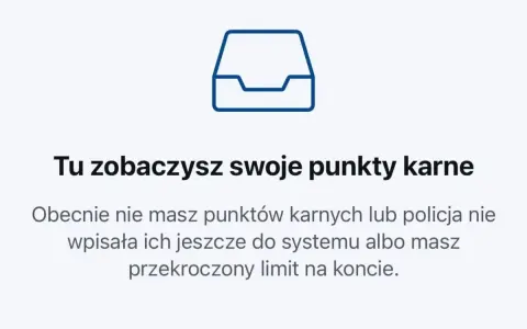 Ikona folderu i tekst: "Tu zobaczysz swoje punkty karne". Obecnie brak punktów, ale uwaga na recydywę za prędkość!