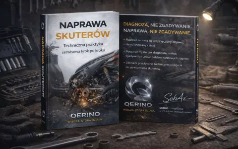 Książka "Naprawa skuterów" z poradami, jak zdiagnozować, gdy skuter nie wchodzi na obroty i się dusi. Narzędzia i wiedza, która działa.