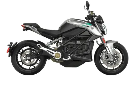 Srebrno-czarny motocykl elektryczny Zero S. Nowoczesny design, brak spalin, zero s cena.