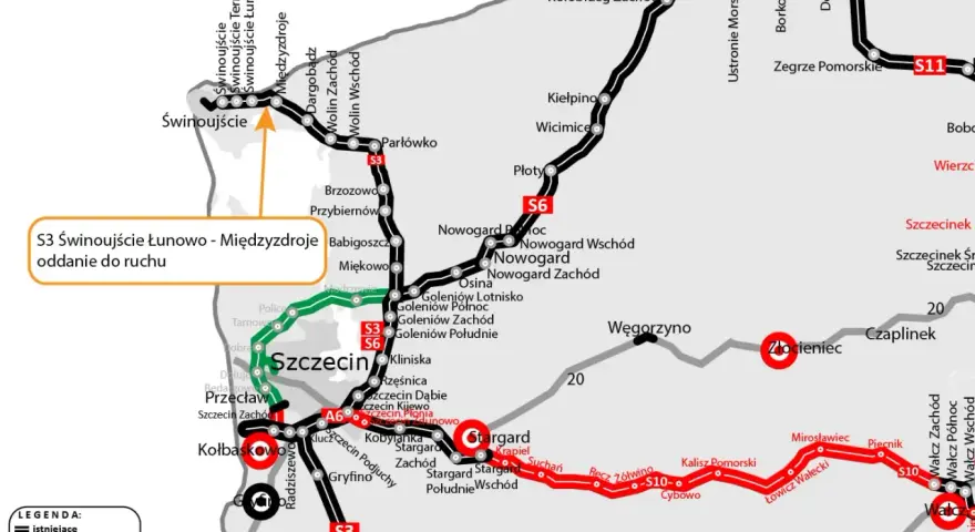 Mapa drogowa S3: odcinek Świnoujście-Międzyzdroje oddany do ruchu. Najnowsze informacje o inwestycji.
