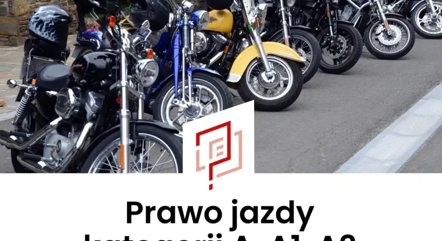Rząd motocykli, od czarnych po żółty, gotowych do jazdy. Marzysz o własnym prawie jazdy na motor?