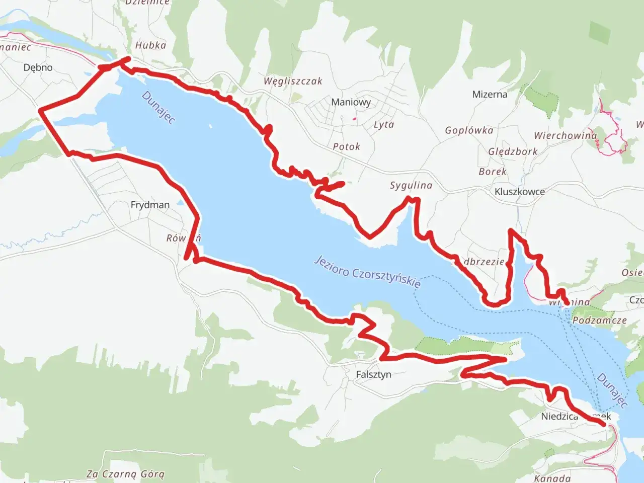 Mapa trasy motocyklowej dookoła Tatr GPX