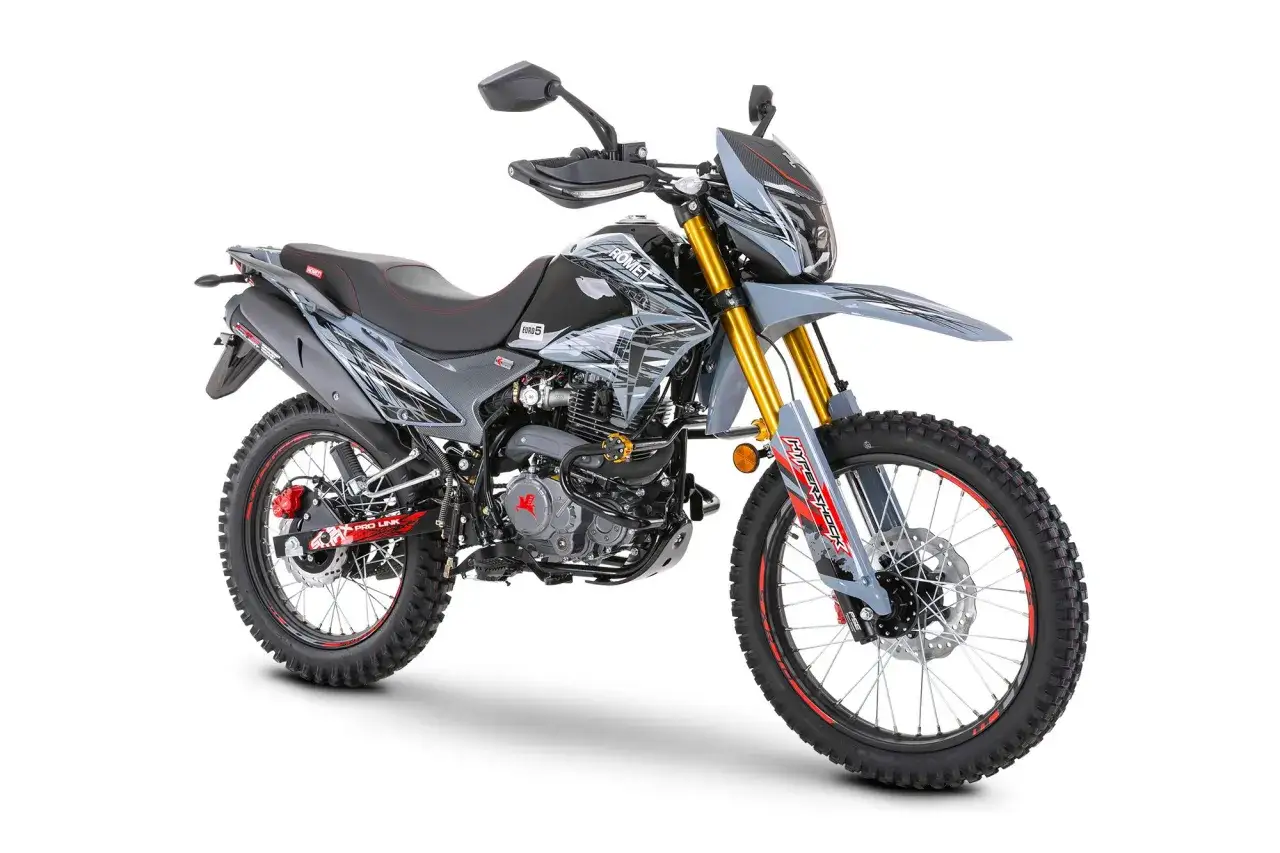Szary motocykl Rometa 250, idealny na prawo jazdy kat B. Gotowy na przygodę!