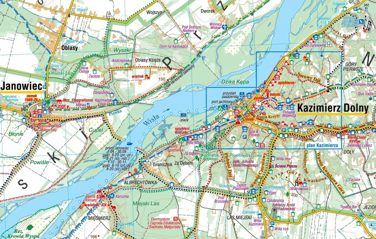 Mapa trasy motocyklowej Kazimierz Dolny Nałęczów