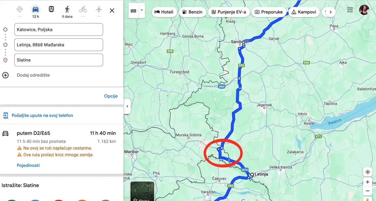 Trasa przez Szombathely Chorwacja