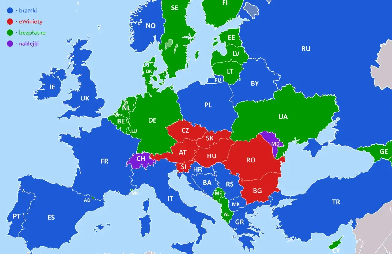 Winiety elektroniczne Europa