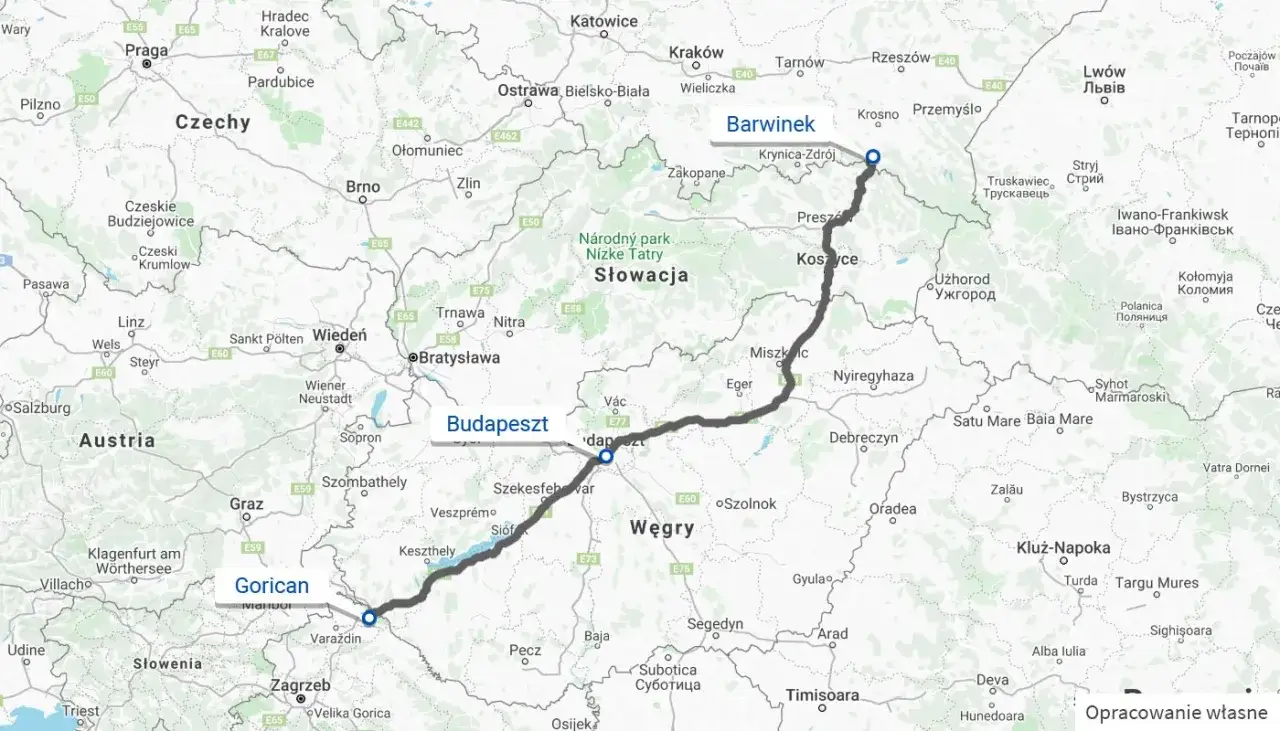 mapa trasy warszawa chorwacja porównanie