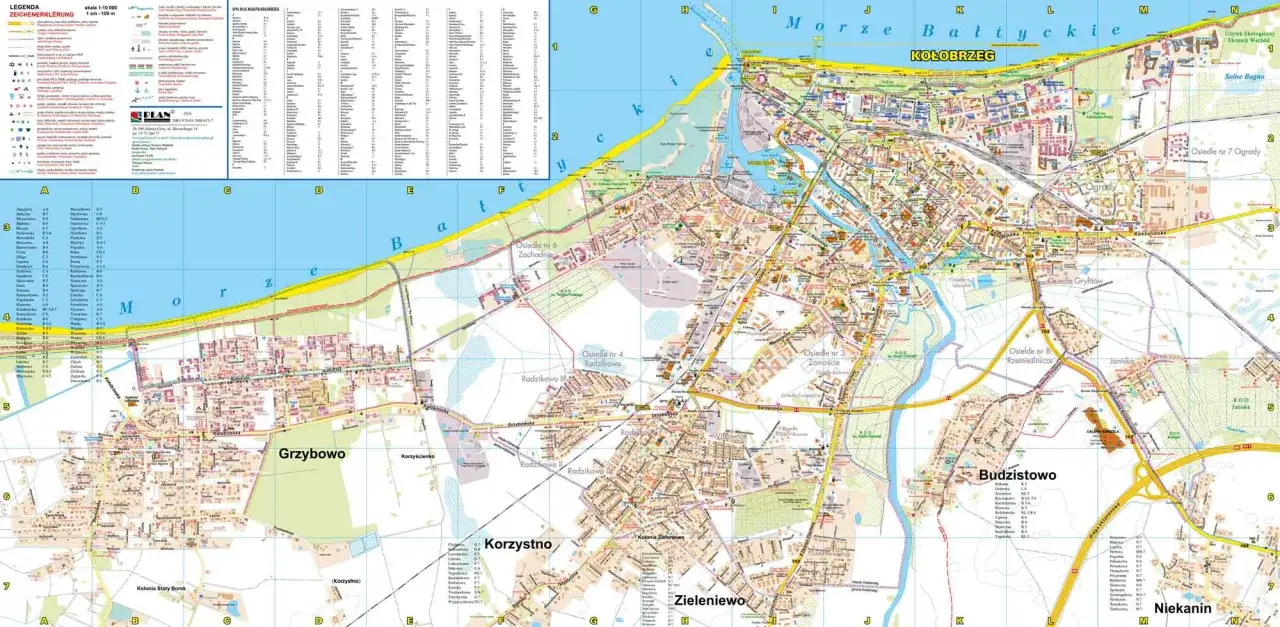 Mapa tras do Kołobrzegu z głównych miast Polski