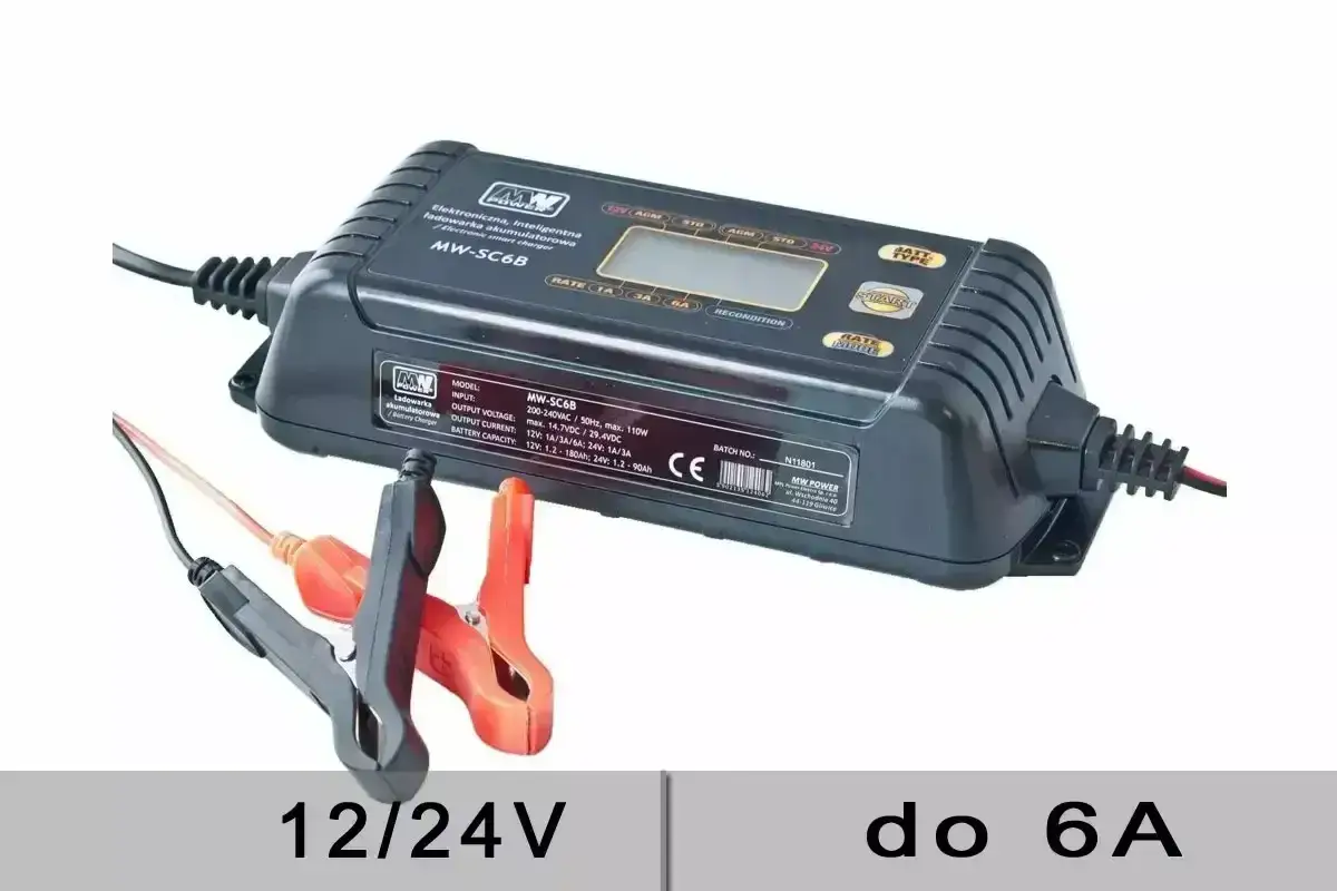 Inteligentna ładowarka akumulatorów 12V/24V, do 6A. Jak ładować akumulator 12v 6ah? Ten model MW-SC6B to rozwiązanie.