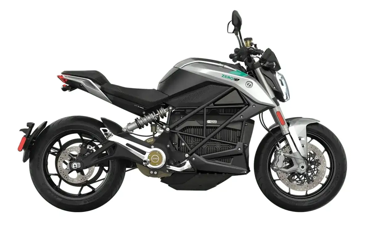 Srebrno-czarny motocykl elektryczny Zero S. Nowoczesny design, moc i ekologia w jednym. Zero s cena, zero emisji.